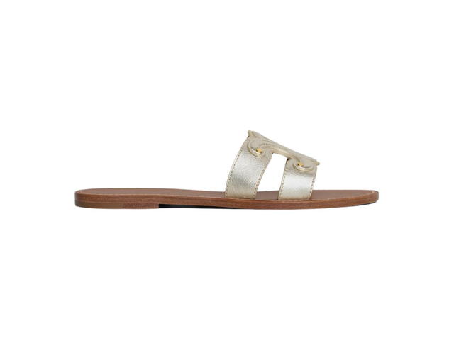Celine Celine Triomphe Mule In Metalized Calfskin Platinium (W) - view 1
