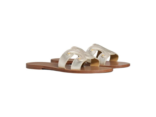 Celine Celine Triomphe Mule In Metalized Calfskin Platinium (W) - view 2