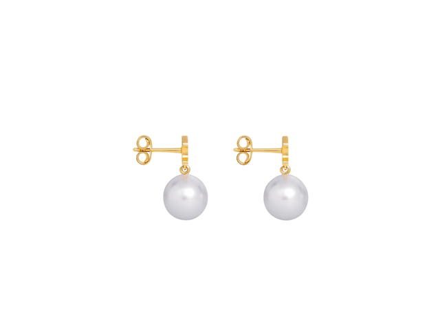 Celine Celine Triomphe Pearl Earrings In Brass With Gold Finish And Glass Pearls Gold-Ivory - view 3