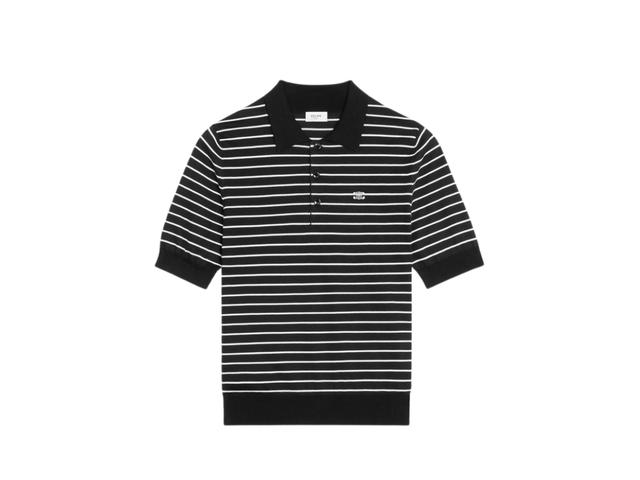 Celine Celine Triomphe Polo In Striped Fine Cotton Black / Ecru - view 1