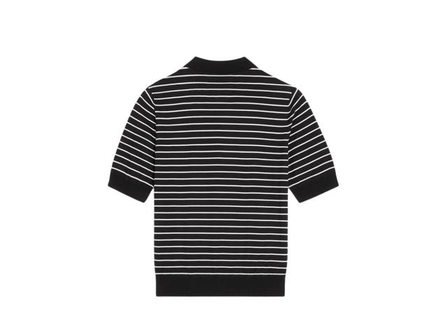 Celine Celine Triomphe Polo In Striped Fine Cotton Black / Ecru - view 2