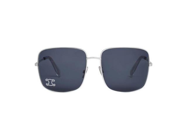 Celine Celine Triomphe Rhinestone 01 Sunglasses In Metal With Crystals Silver Grey - view 1