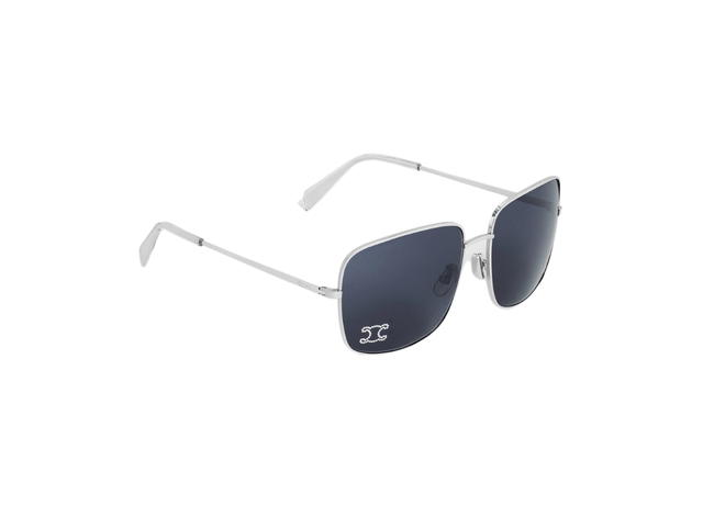Celine Celine Triomphe Rhinestone 01 Sunglasses In Metal With Crystals Silver Grey - view 4