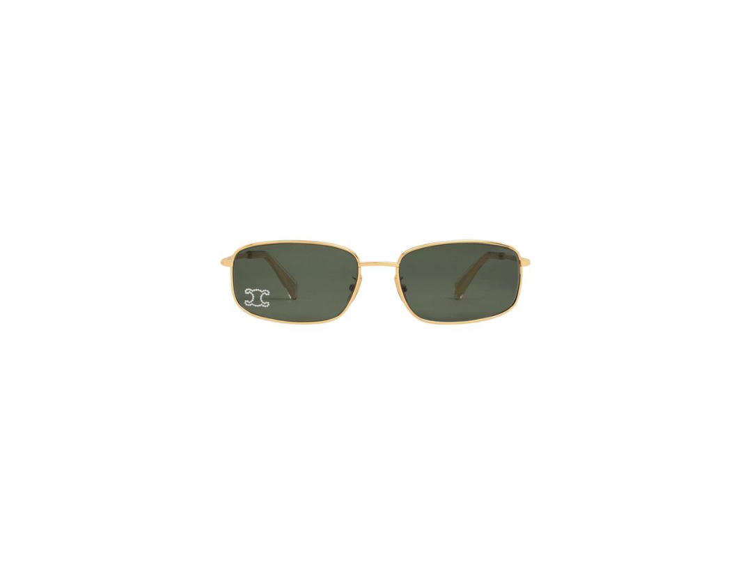 Celine Celine Triomphe Rhinestone 02 Sunglasses In Metal With Crystals Gold-Green