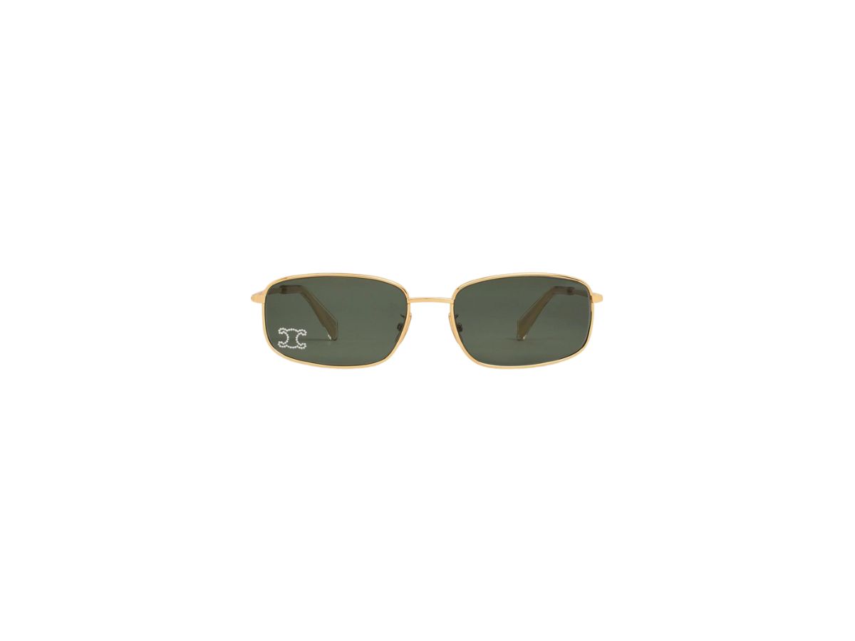 Celine Celine Triomphe Rhinestone 02 Sunglasses In Metal With Crystals Gold-Green