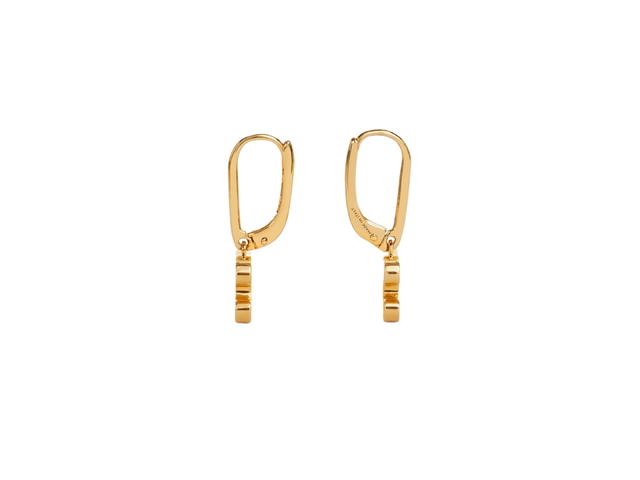 Celine Celine Triomphe Rhinestone Earrings In Brass With Gold Finish And Crystals Gold - view 3