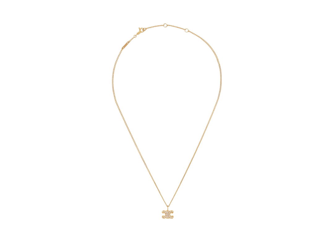 Celine Celine Triomphe Rhinestone Necklace In Brass With Gold Finish And Crystals Gold