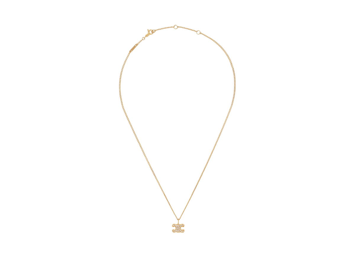 Celine Celine Triomphe Rhinestone Necklace In Brass With Gold Finish And Crystals Gold