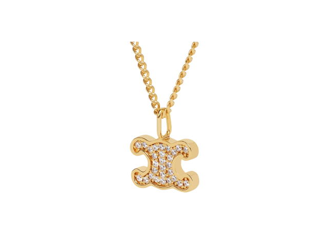 Celine Celine Triomphe Rhinestone Necklace In Brass With Gold Finish And Crystals Gold - view 2