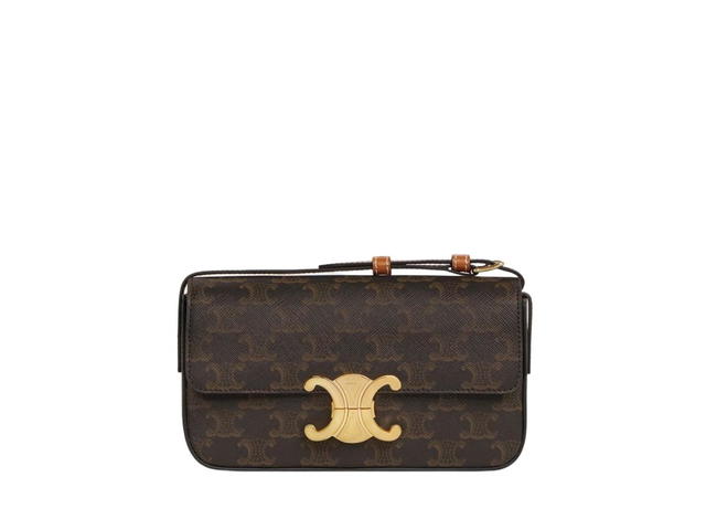 Celine Celine Triomphe Shoulder Bag in Triomphe Canvas and Calfskin Tan - view 1
