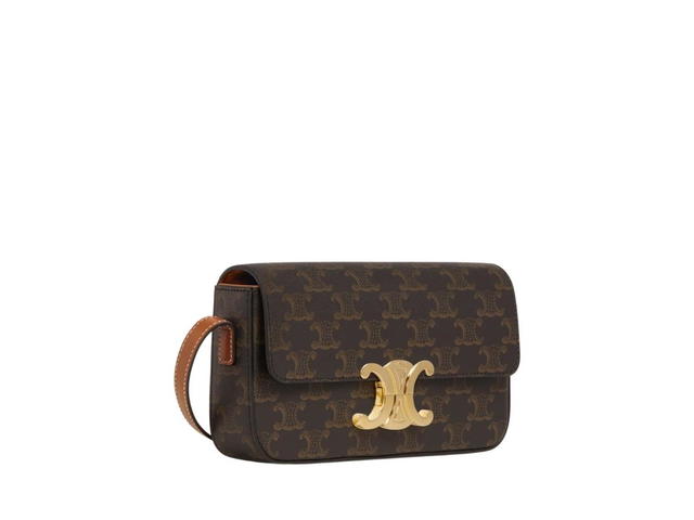 Celine Celine Triomphe Shoulder Bag in Triomphe Canvas and Calfskin Tan - view 2