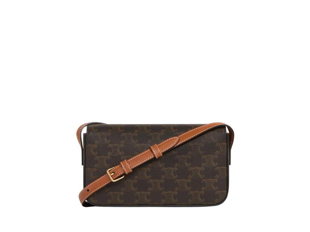 Celine Celine Triomphe Shoulder Bag in Triomphe Canvas and Calfskin Tan - view 3