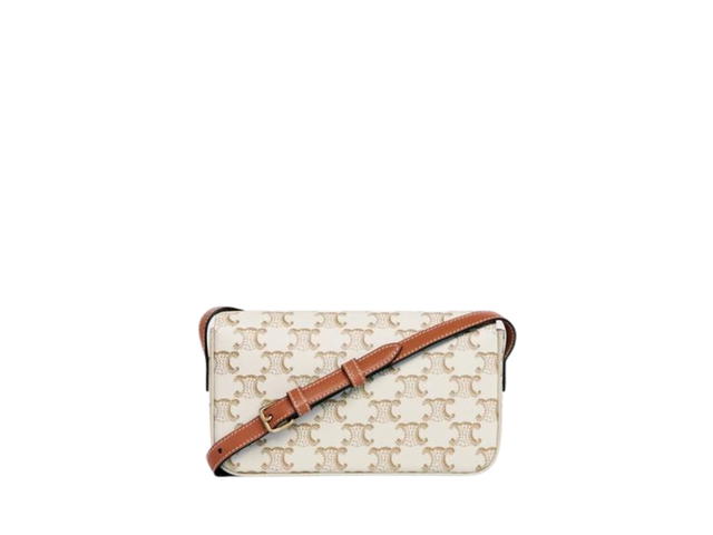 Celine Celine Triomphe Shoulder Bag in Triomphe Canvas and Calfskin White - view 2