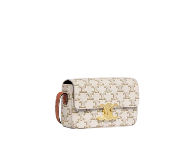 Celine Celine Triomphe Shoulder Bag in Triomphe Canvas and Calfskin White - view 3