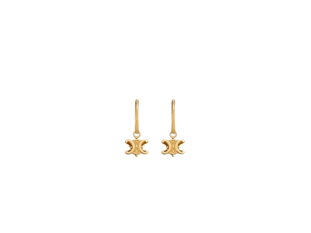 Celine Celine Triomphe Solitaire Earrings In Brass With Gold Finish Gold