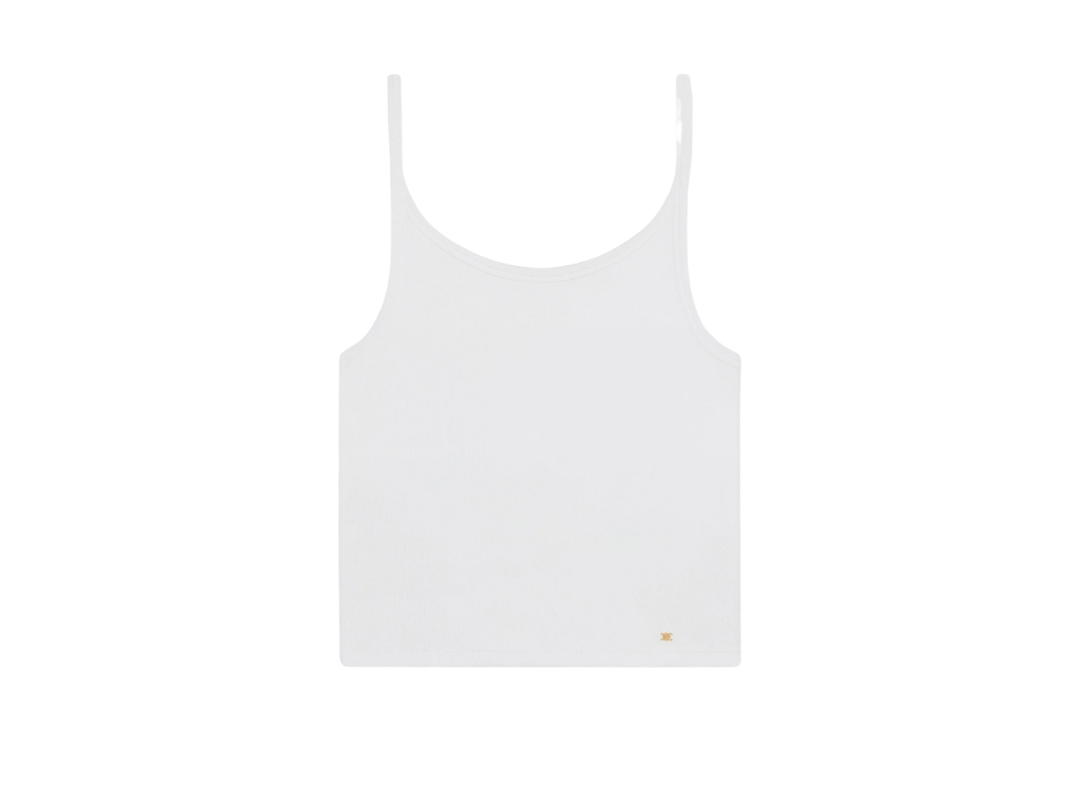 Celine Celine Triomphe Tank Top In Ribbed Cotton Optic White