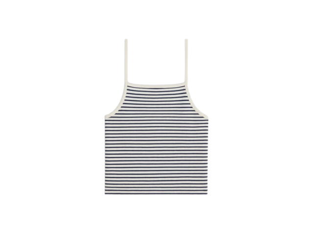 Celine Celine Triomphe Tank Top In Striped Jersey Off White Navy - view 2