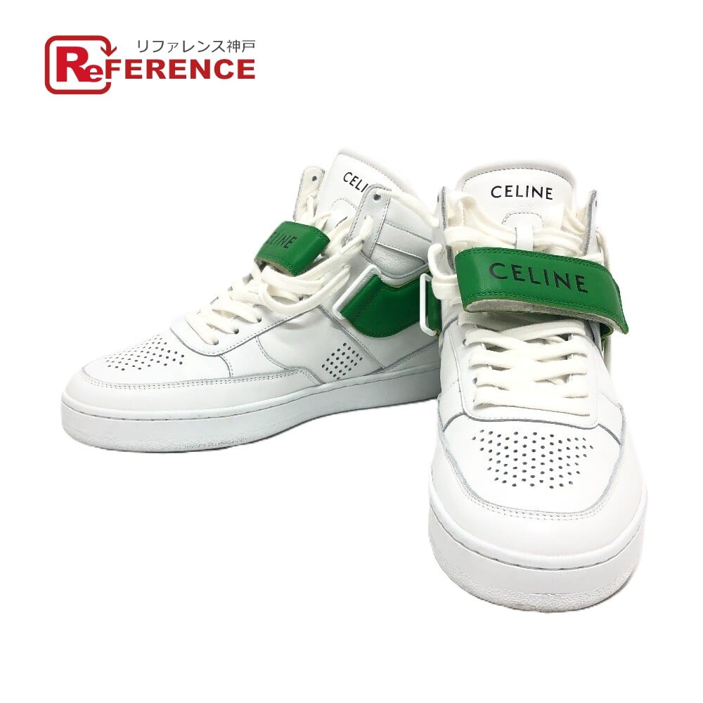 Celine CELINE velcro strap High-Cut Sneakers Shoes sneakers Leather White/Green