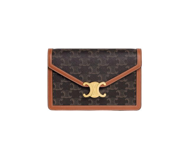 Celine Celine Wallet On Chain Triomphe Canvas In Triomphe Canvas And Calfskin Tan - view 1