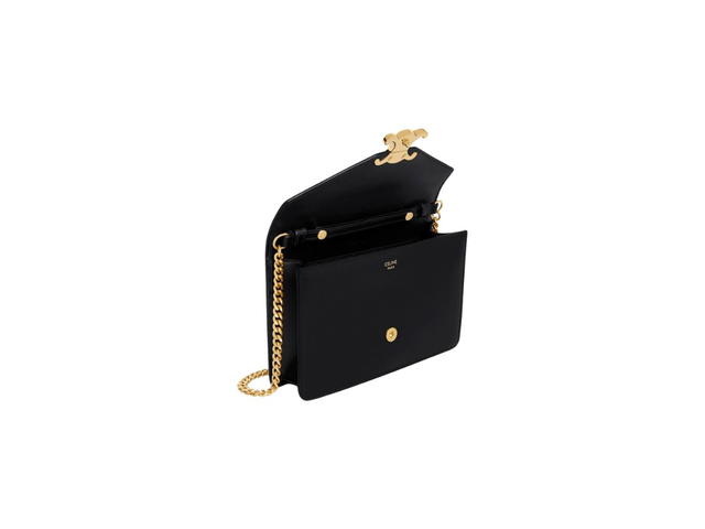 Celine Celine Wallet On Chain Triomphe In Shiny Calfskin Black - view 3