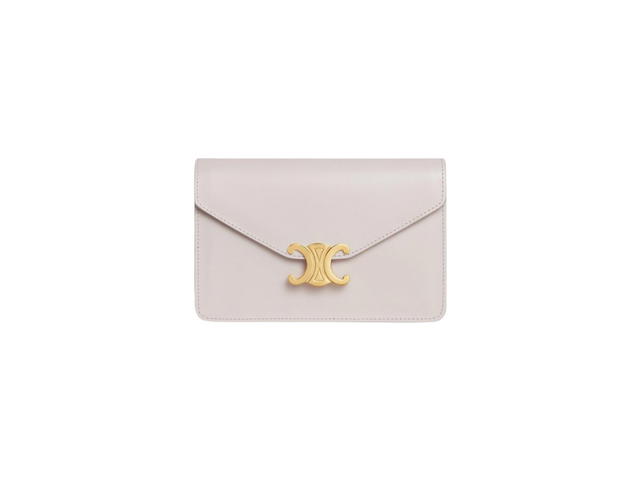 Celine Celine Wallet On Chain Triomphe In Shiny Calfskin Chalk - view 1