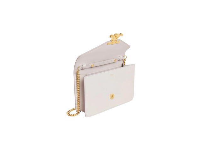 Celine Celine Wallet On Chain Triomphe In Shiny Calfskin Chalk - view 3