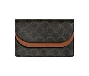 Buy Celine Wallet On Strap In Triomphe Canvas And Smooth Lambskin With Gold Finishing Tan at Sasom – Authentic and Ready to Ship