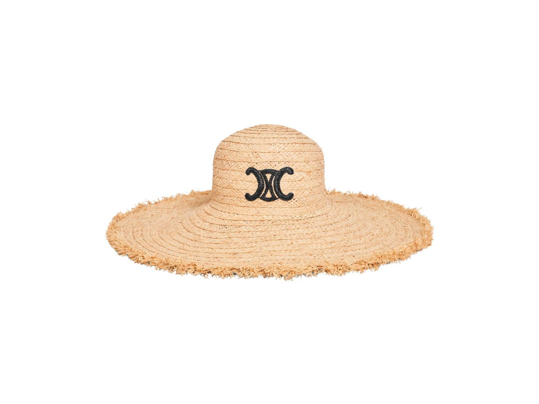 Celine Celine Wide-Brimmed Triomphe Hat In Raffia Natural