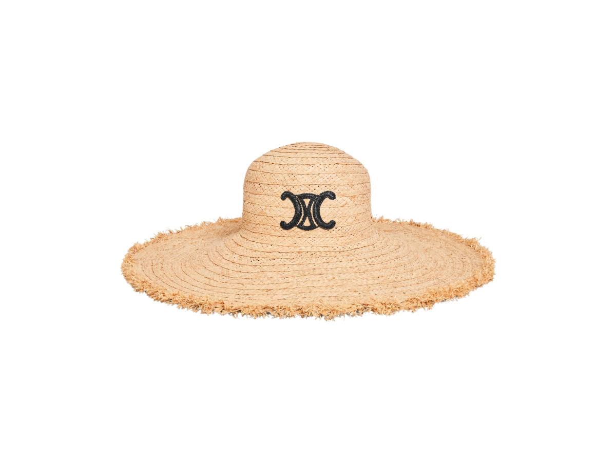 Celine Celine Wide-Brimmed Triomphe Hat In Raffia Natural