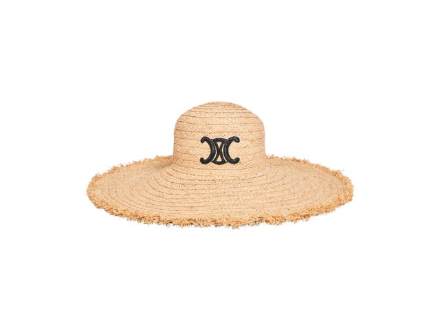 Celine Celine Wide-Brimmed Triomphe Hat In Raffia Natural - view 1