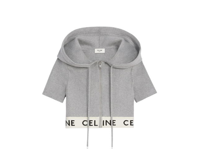 Celine Celine Zip-Up Crop Top In Athletic Knit Grey Off white - view 1