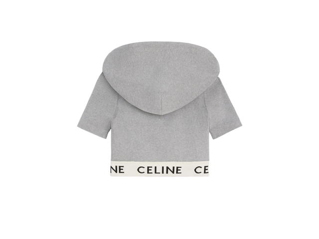 Celine Celine Zip-Up Crop Top In Athletic Knit Grey Off white - view 2