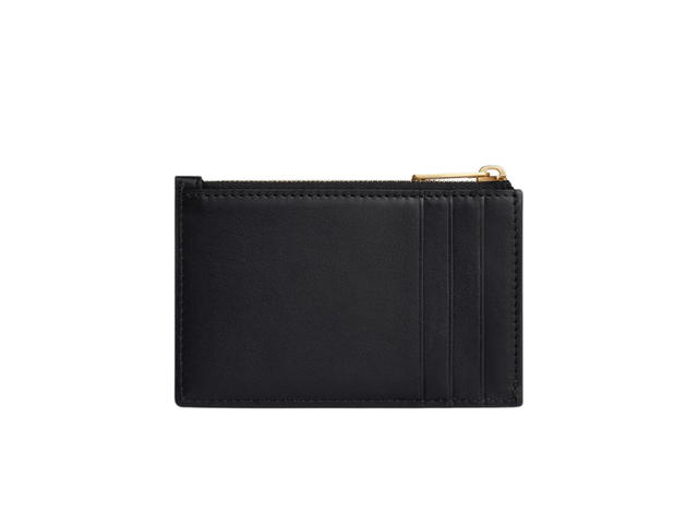 Celine Celine Zipped Card Holder Cuir Triomphe In Shiny Calfskin With Gold Finishing Black - view 2