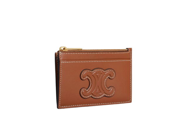 Celine Celine Zipped Card Holder In Smooth Lambskin With Gold Finishing Tan - view 2