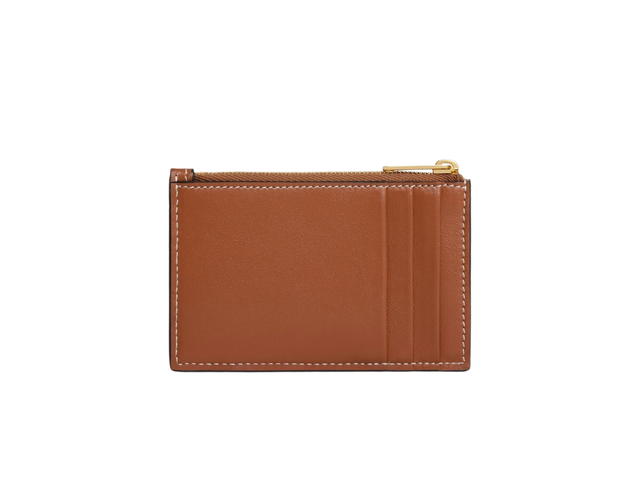 Celine Celine Zipped Card Holder In Smooth Lambskin With Gold Finishing Tan - view 3