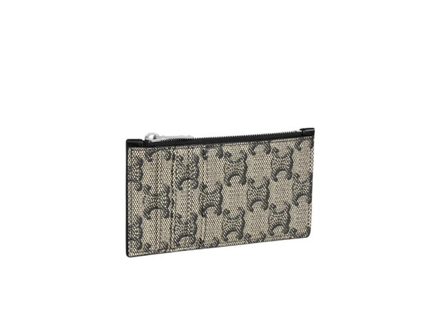 Celine Celine Zipped Card Holder In Triomphe Canvas And Calfskin Beige - view 2