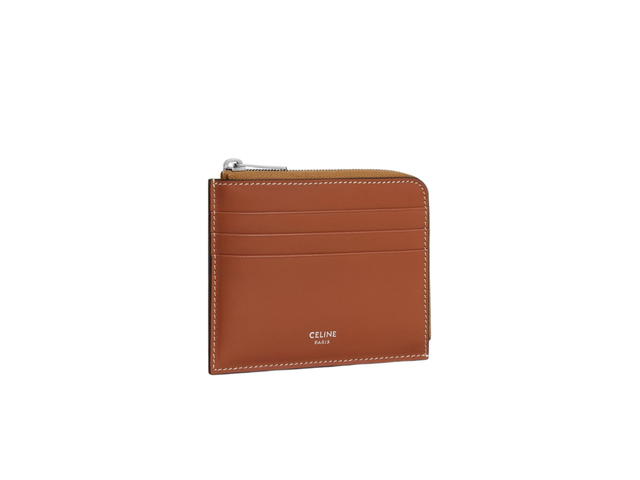 Celine Celine Zipped Card Holder With Purse In Triomphe Canvas And Calfskin Gold Hardware Tan - view 3