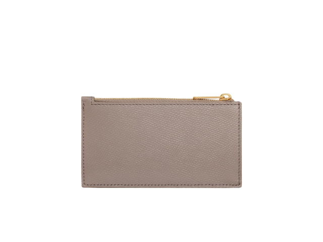 Celine Celine Zipped Compact Card Holder Essentials In Grained Calfskin With Gold Finishing Pebble - view 2