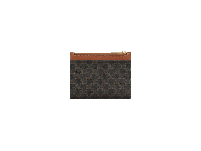 Celine Celine Zipped Purse In Triomphe Canvas And Lambskin With Celine Print Tan - view 2