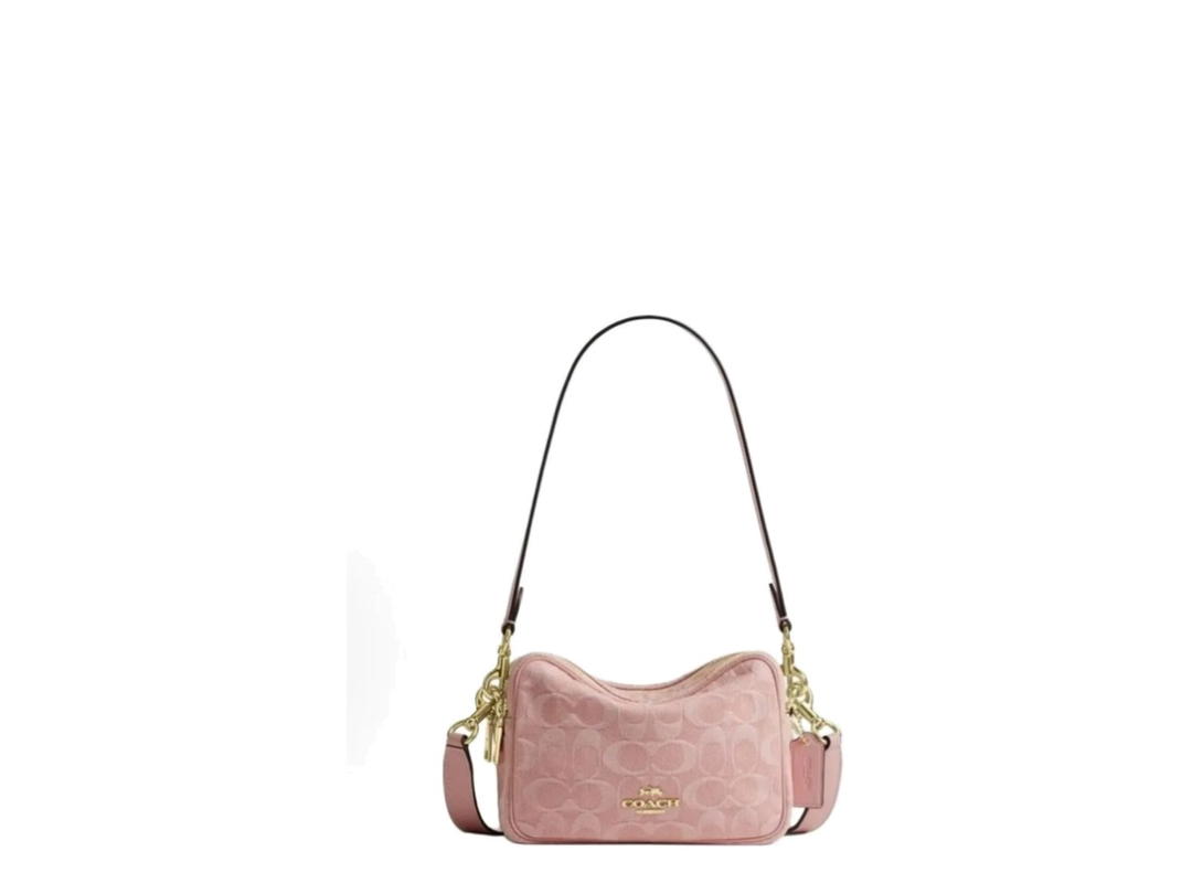 Coach Coach Mini Carey Crossbody Bag In Signature Denim Im Light Pink