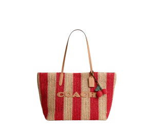 Buy Coach City Tote Bag With Stripes And Charm Red at Sasom – Authentic and Ready to Ship