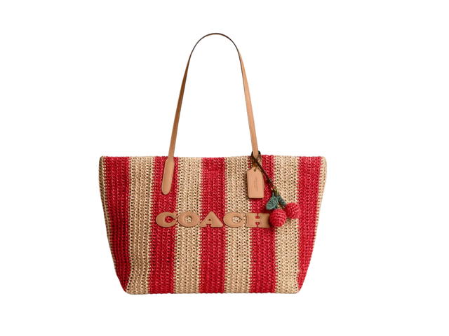Coach Coach City Tote Bag With Stripes And Charm Red - view 1