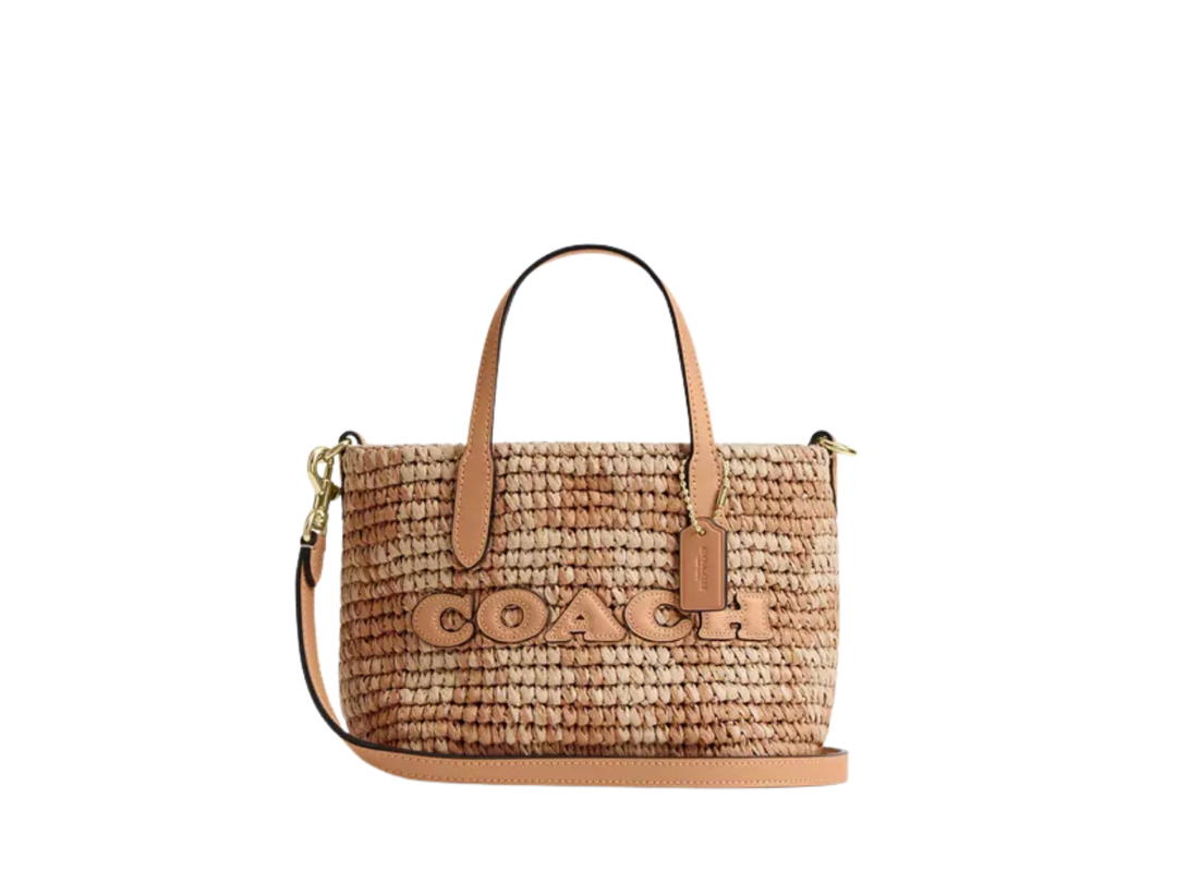 Coach Coach City Mini Tote Bag With Gingham Print Tan