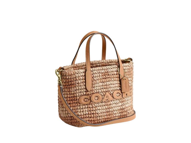 Coach Coach City Mini Tote Bag With Gingham Print Tan - view 3