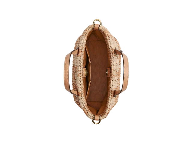 Coach Coach City Mini Tote Bag With Gingham Print Tan - view 5