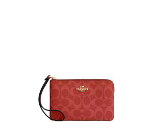 Buy Coach Corner Zip Wristlet In Signature Canvas Crimson at Sasom – Authentic and Ready to Ship