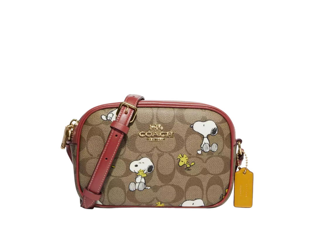 Coach Coach x Peanuts Jamie Camera Bag In Signature Canvas With Snoopy Woodstock Print
