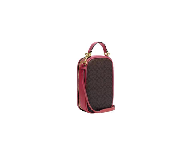 Coach Coach Eva Phone Crossbody In Colorblock Signature Canvas Im Brown Pink - view 2