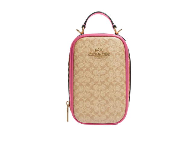 Coach Coach Eva Phone Crossbody In Colorblock Signature Canvas Light Khaki Petunia - view 1