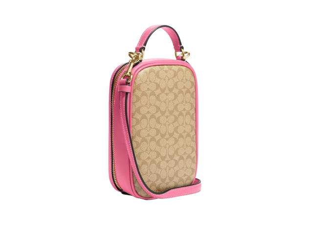Coach Coach Eva Phone Crossbody In Colorblock Signature Canvas Light Khaki Petunia - view 2